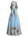 50er Swingkleid mit V-Ausschnitt und Neckholder