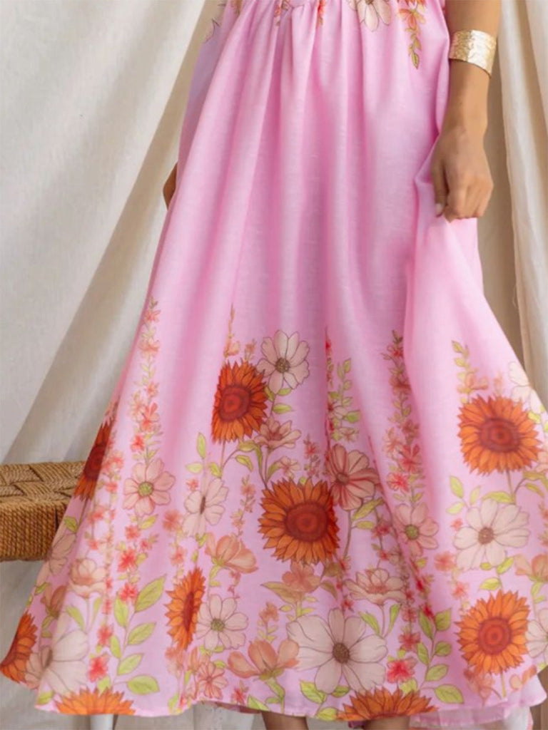 50er Swingkleid mit V-Ausschnitt und Neckholder