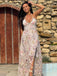 Mehrfarbiges 30er Maxikleid mit Neckholder und Blumen