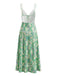 Grünes 70er Boho Midikleid mit Blumen und rückenfrei