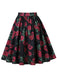 Roter 50er Plisseerock mit Rosen-Print