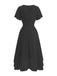 50er Chiffon-Kleid mit V-Ausschnitt und Rüschen