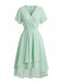 50er Chiffon-Kleid mit V-Ausschnitt und Rüschen
