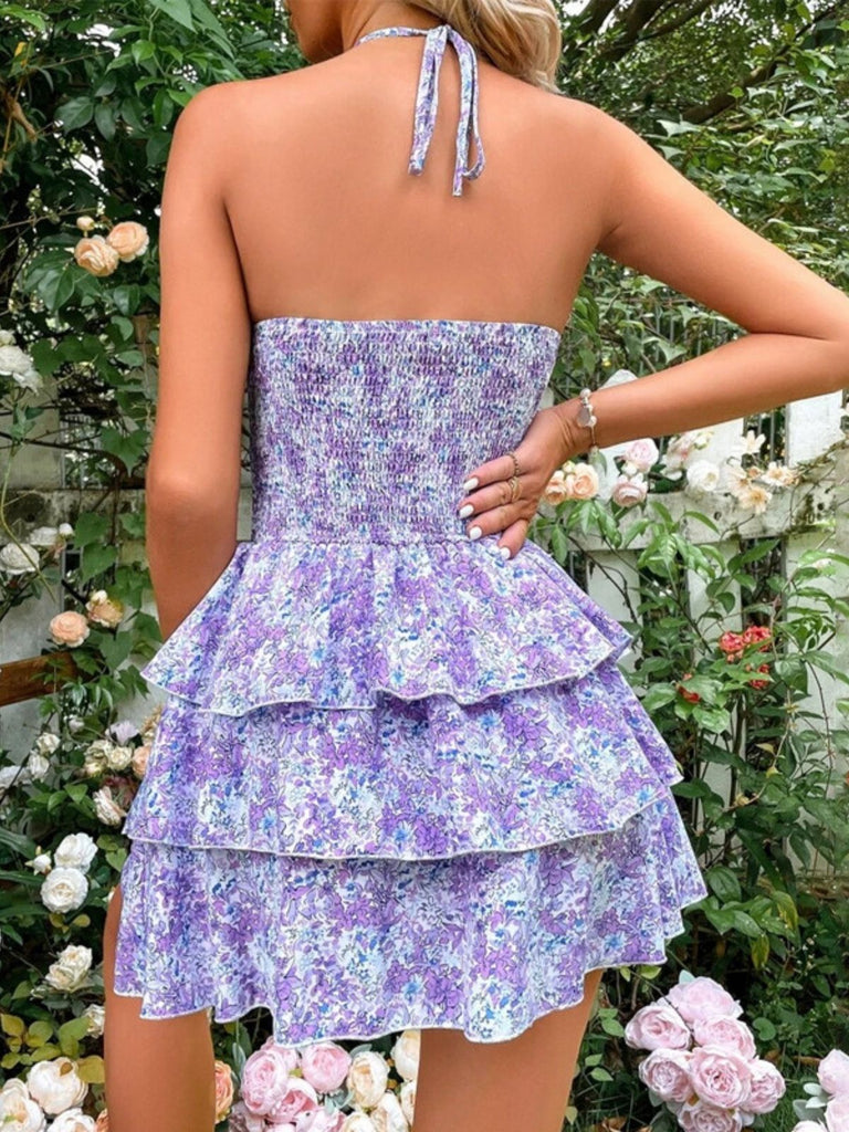 60er Kleid mit Ditsy-Blumen und Cut-out