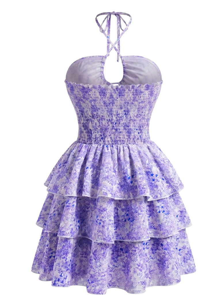 60er Kleid mit Ditsy-Blumen und Cut-out
