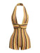 Mehrfarbiger 70er Strick-Romper mit Zickzack und Neckholder