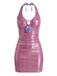 Rosa 70er Kleid mit Blumen und Metallic