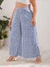 [Übergröße] Blaue 50er Hose mit Ditsy-Blumen und Hohe Taille