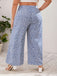 [Übergröße] Blaue 50er Hose mit Ditsy-Blumen und Hohe Taille