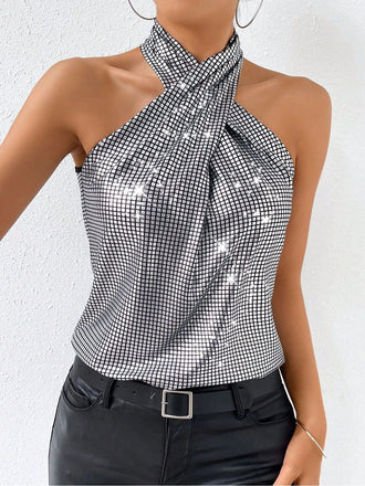 60er Top mit Neckholder und Criss-Cross