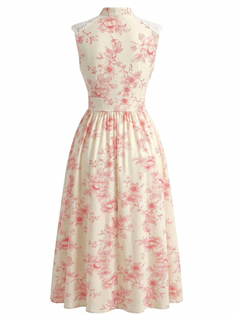 40er Midikleid mit Blumen und Spitze