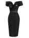 Schwarzes 60er Midikleid mit Blumen-Spitze