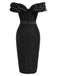 Schwarzes 60er Midikleid mit Blumen-Spitze