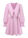 Rosa 50er Kleid mit Gingham und Puffärmeln