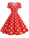 Rosa 50er Swingkleid mit Herzausschnitt und Kurzarm