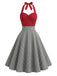 Rotes 50er Neckholder-Kleid mit Schwarz-Weiß-Gingham