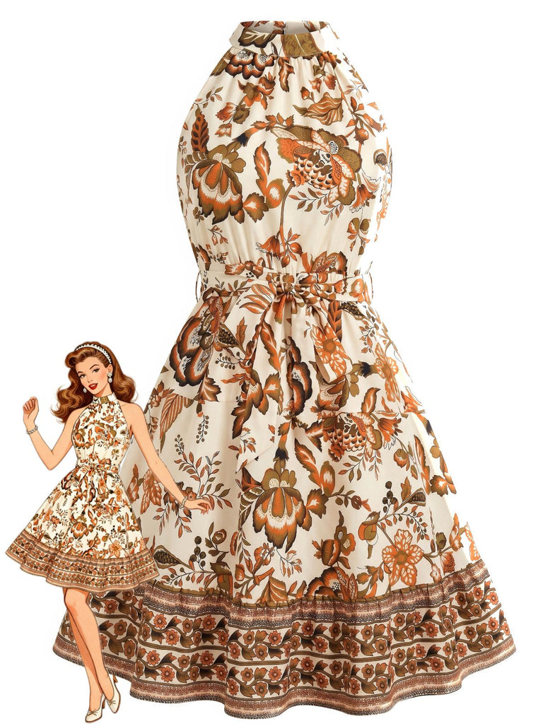 50er Swingkleid mit Neckholder und Blumen