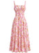 40er Chiffon-Kleid mit Spaghettiträger und Blumen