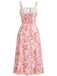 40er Chiffon-Kleid mit Spaghettiträger und Blumen