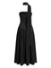 Schwarzes 30er trägerloses Maxikleid mit Schal-Kragen