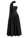 Schwarzes 30er trägerloses Maxikleid mit Schal-Kragen