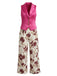 Purpurrotes 50er Weste & Hose Set mit Blumenhose
