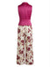 Purpurrotes 50er Weste & Hose Set mit Blumenhose