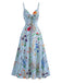 30er Bohemian Kleid mit V-Ausschnitt und Blumen