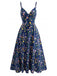 30er Bohemian Kleid mit V-Ausschnitt und Blumen