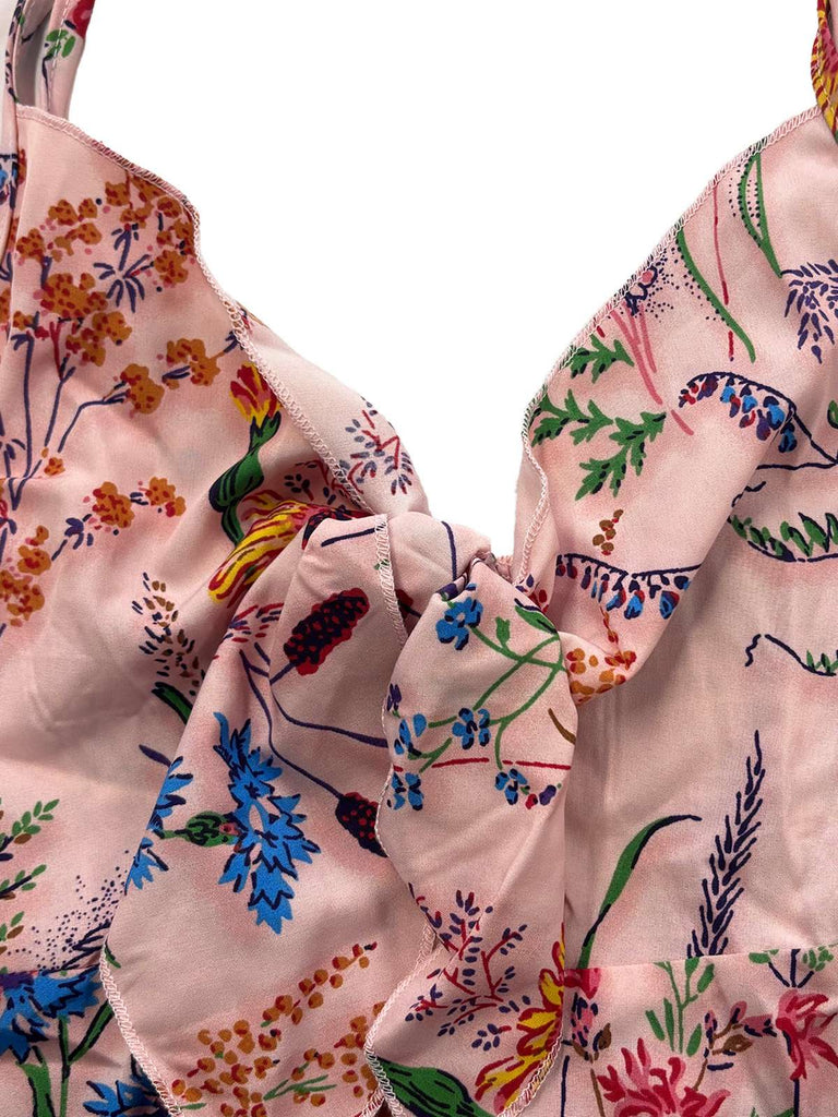 30er Bohemian Kleid mit V-Ausschnitt und Blumen
