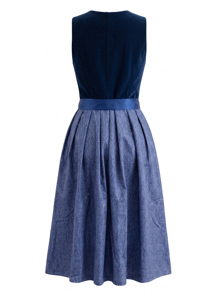 50er Dirndl-Set mit Samt-Paisley-Kleid, Schürze und Spitzentop