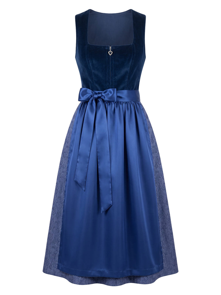50er Dirndl-Set mit Samt-Paisley-Kleid, Schürze und Spitzentop
