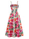 70er Boho Kleid mit Blumen und Spaghettiträgern