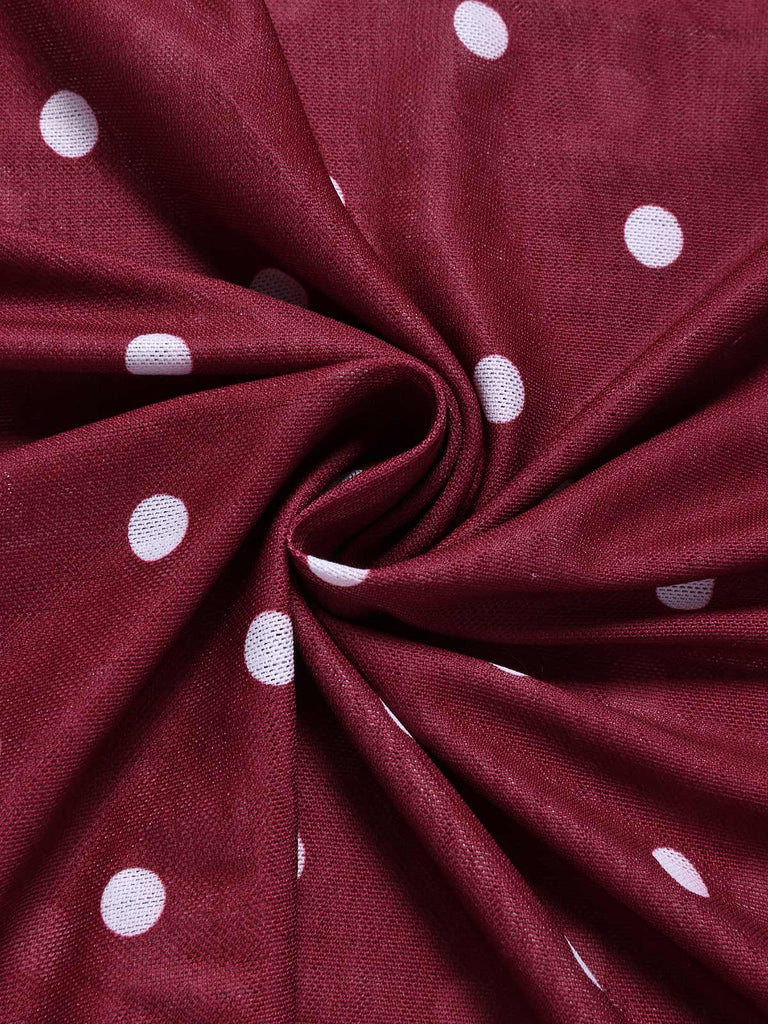 Weinrotes 30er Kleid mit Polka-Dots