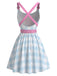 Hellblaues 00er Y2K Kleid mit Schmetterling und Gürtel