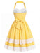 Gelbes 50er Baumwollkleid mit Polka-Dots