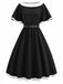 Schwarzes 50er Swingkleid mit Kontrastbesatz