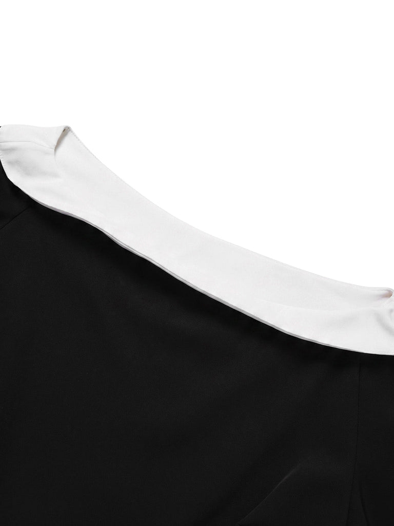 Schwarzes 50er Swingkleid mit Kontrastbesatz