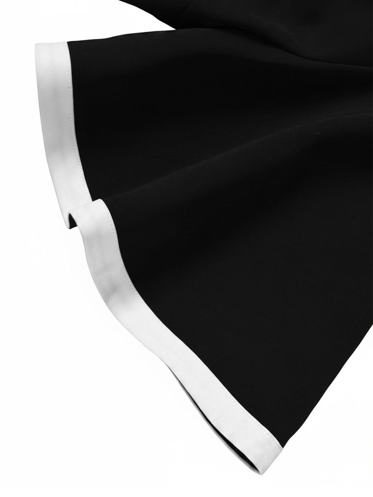 Schwarzes 50er Swingkleid mit Kontrastbesatz