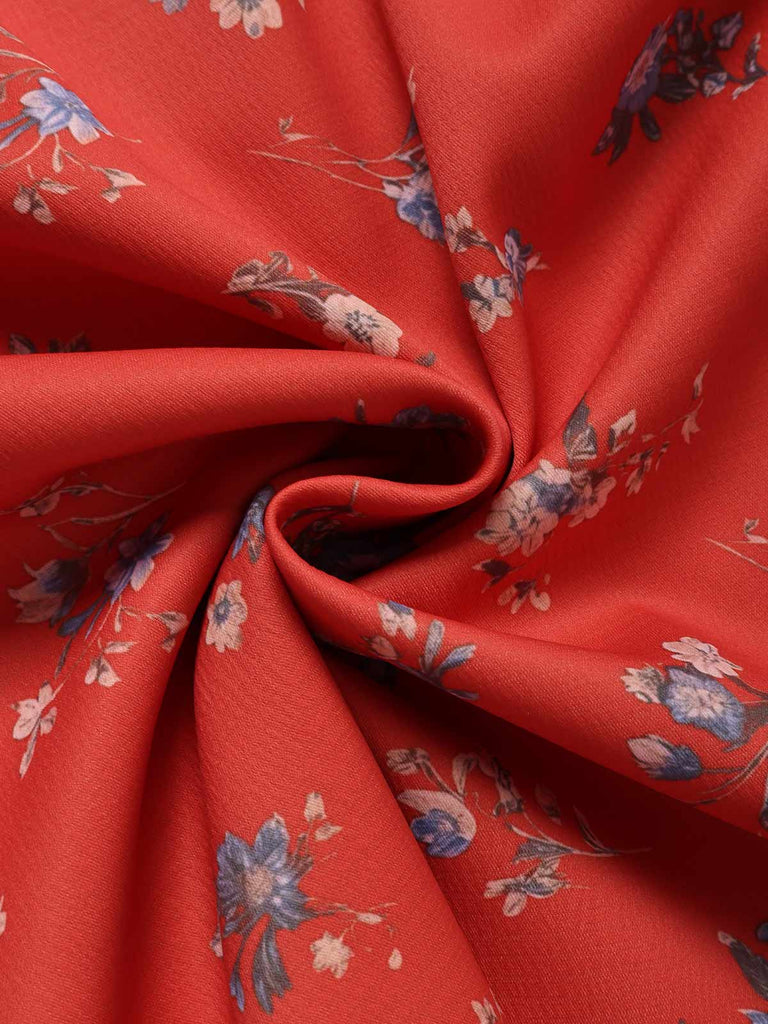 [Vorverkauf] Rotes 40er Ärmelloses Kleid mit Streublumen und V-Ausschnitt