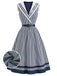 Weiß-blaues 40er Sailor Kleid mit Schal-Kragen