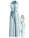 Hellblauer 70er Jumpsuit mit Blumen und Gürtel