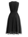 Schwarzes 50er ärmelloses Kleid mit Pailletten-Mesh
