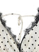 Beige 30er Satin-Kleid mit Polka-Dots und V-Ausschnitt