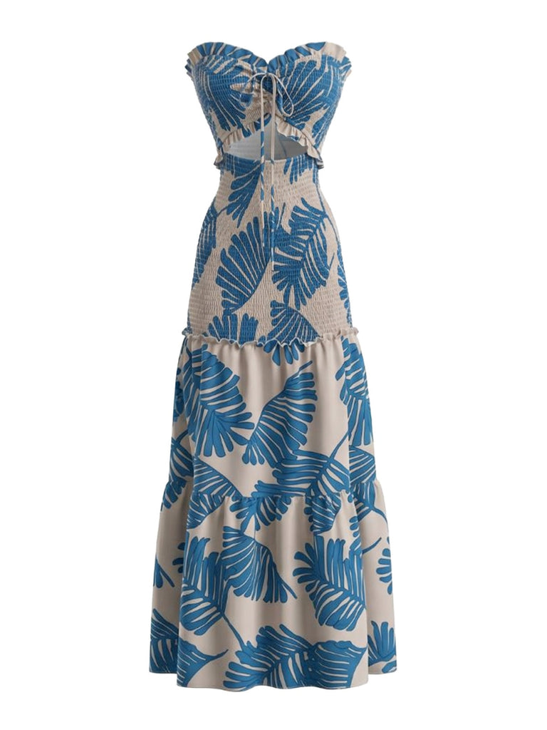 30er Plisséekleid mit Blumen und Neckholder