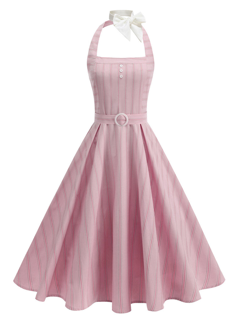 50er Kleid mit Neckholder und Streifen