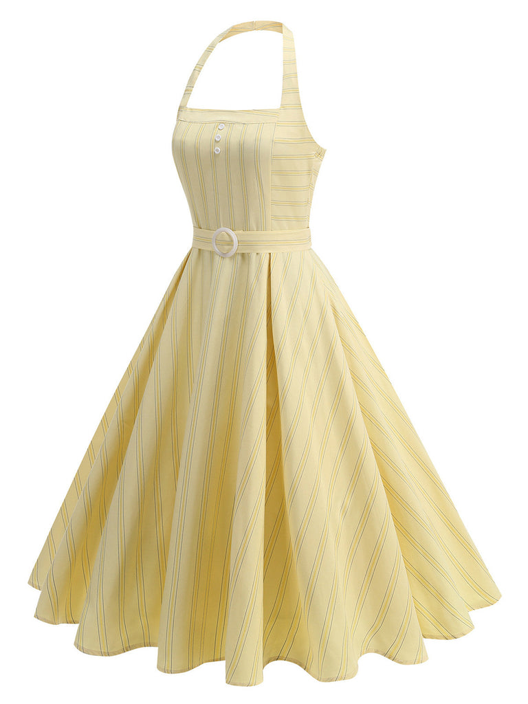 50er Kleid mit Neckholder und Streifen