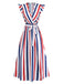 50er Swingkleid mit V-Ausschnitt und Rüschen