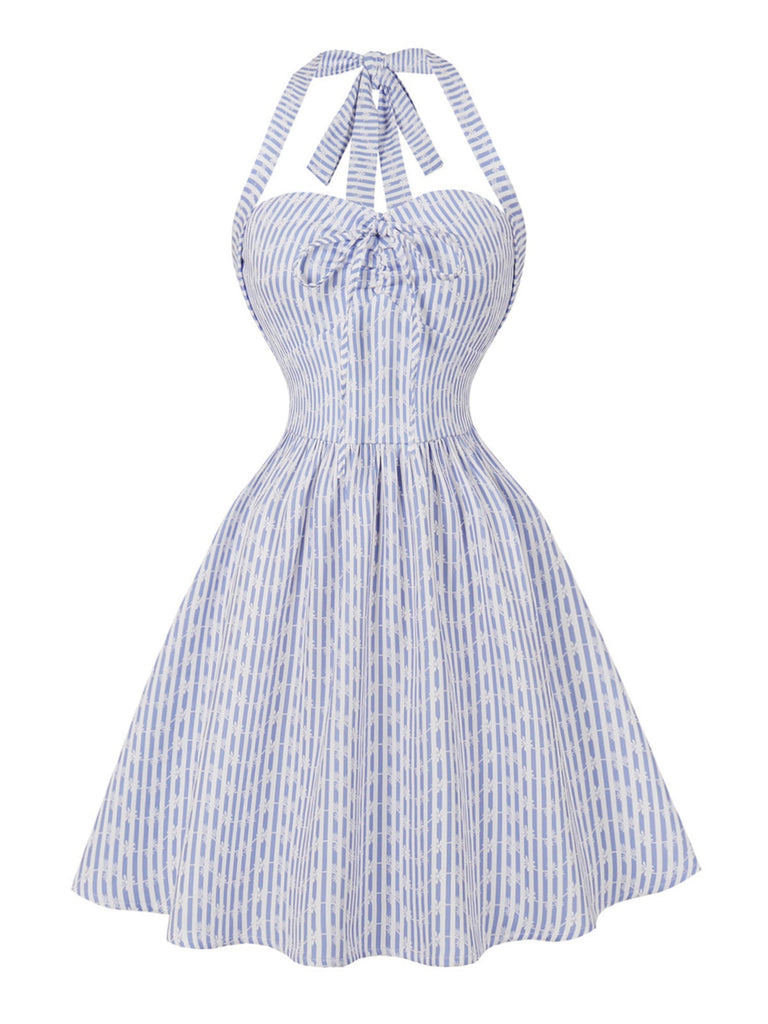 50er Swing-Minikleid mit Streifen und Bindekragen