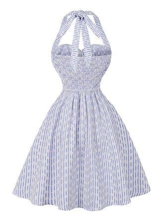 50er Swing-Minikleid mit Streifen und Bindekragen